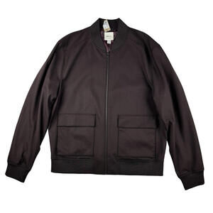 RW & Co Brushed Twill Bomber Jacket Bordeaux Size L